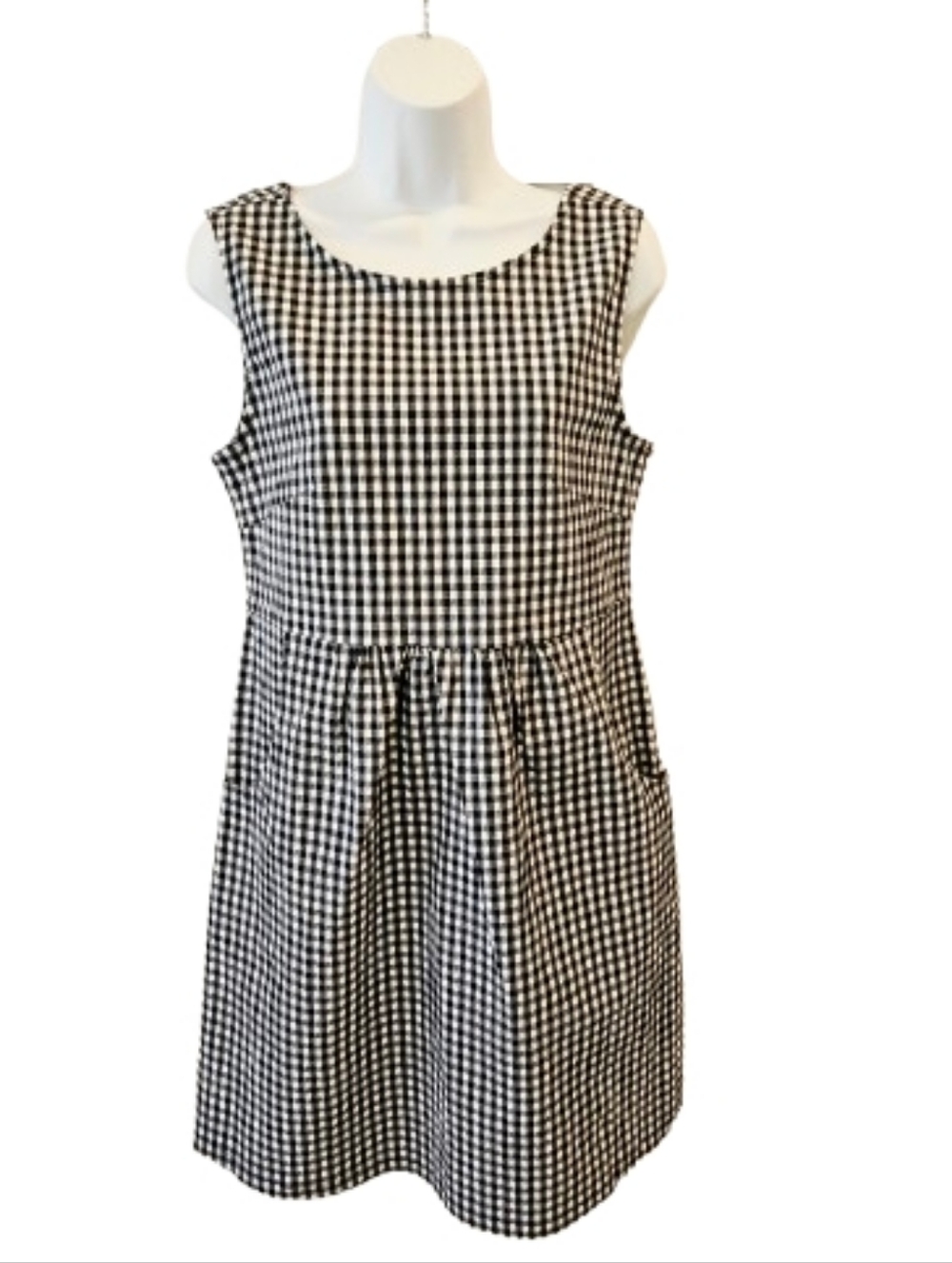 ISLE by Melis Kozan Gingham Check Dress Sleeveless Empire Pocket Dress NWT M
